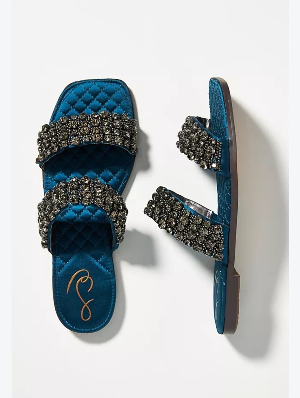 Anthropologie Sam Edelman Ezel Crystal Double-Strap Slide Sandal Size 9